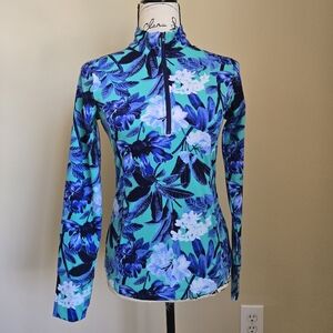 Tommy Bahama Active Top Womens XS 1/4 Zip Floral Long Sleeve Sun Protection